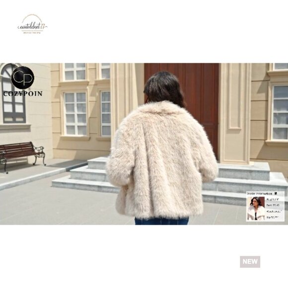 Faux Fur Jacket Cropped Lapel Button Down Winter Outerwear - Picture 7 of 7